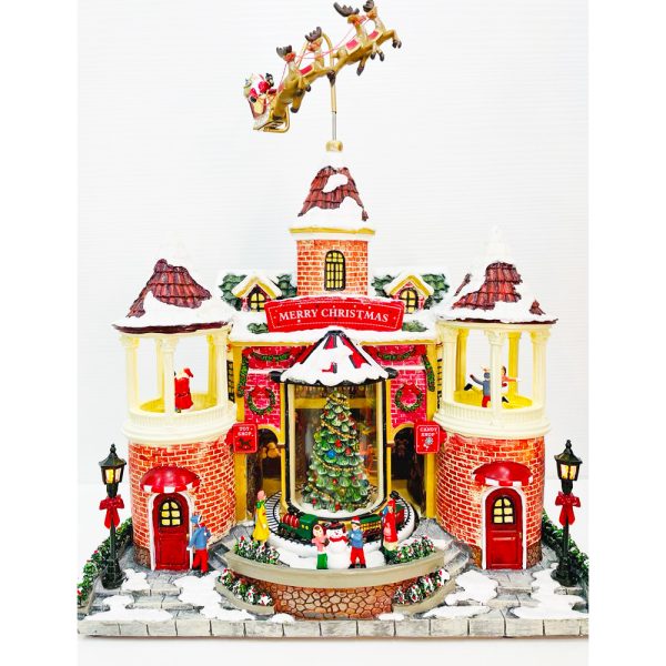 Castello natalizio con Babbo Natale sonoro e luminoso del mondo dei carillon